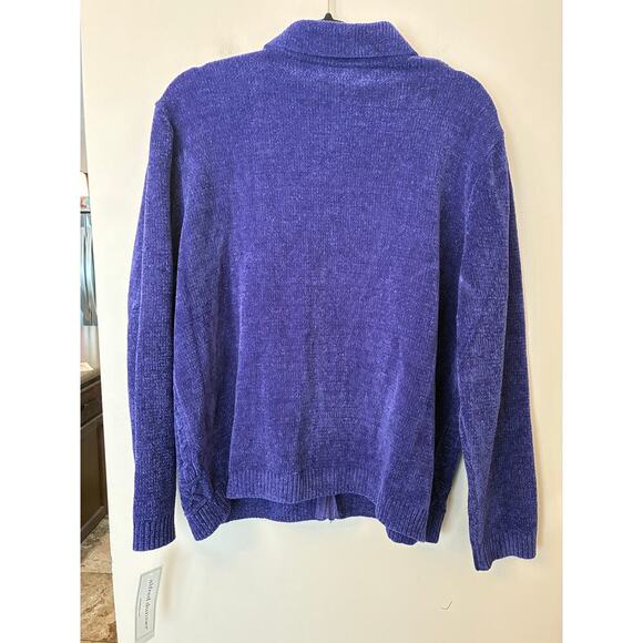Alfred Dunner NEW Purple Zip Up Cardigan Sweater Cable Knit XL - Picture 3 of 4